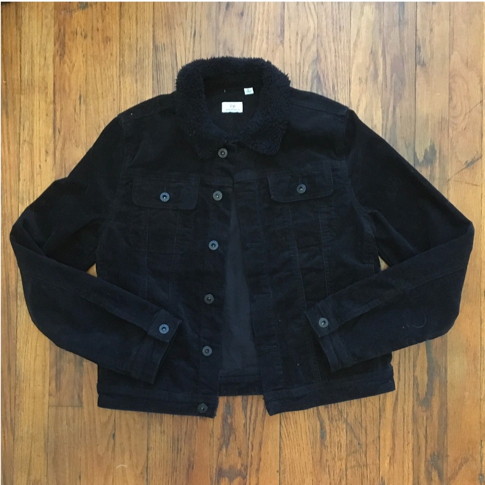 AG‎ Adriano Goldschmied Brody Kids Corduroy Jacket Size L Black Sherpa Collar - Picture 2 of 9